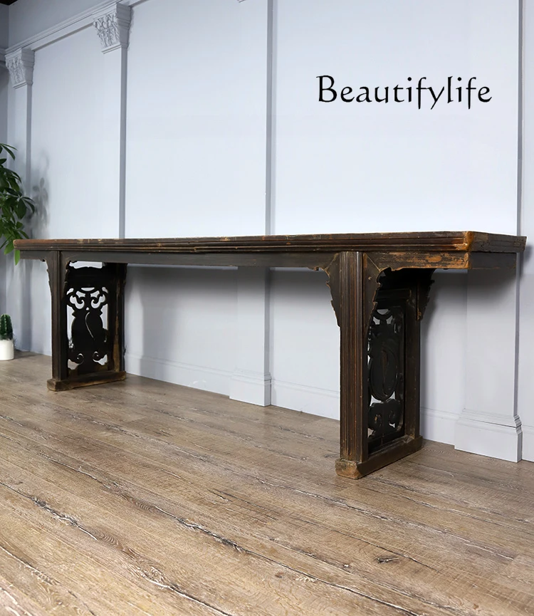 Nordic Antique Style Solid Wood a Long Narrow Table Household Minimalist Side View Sets