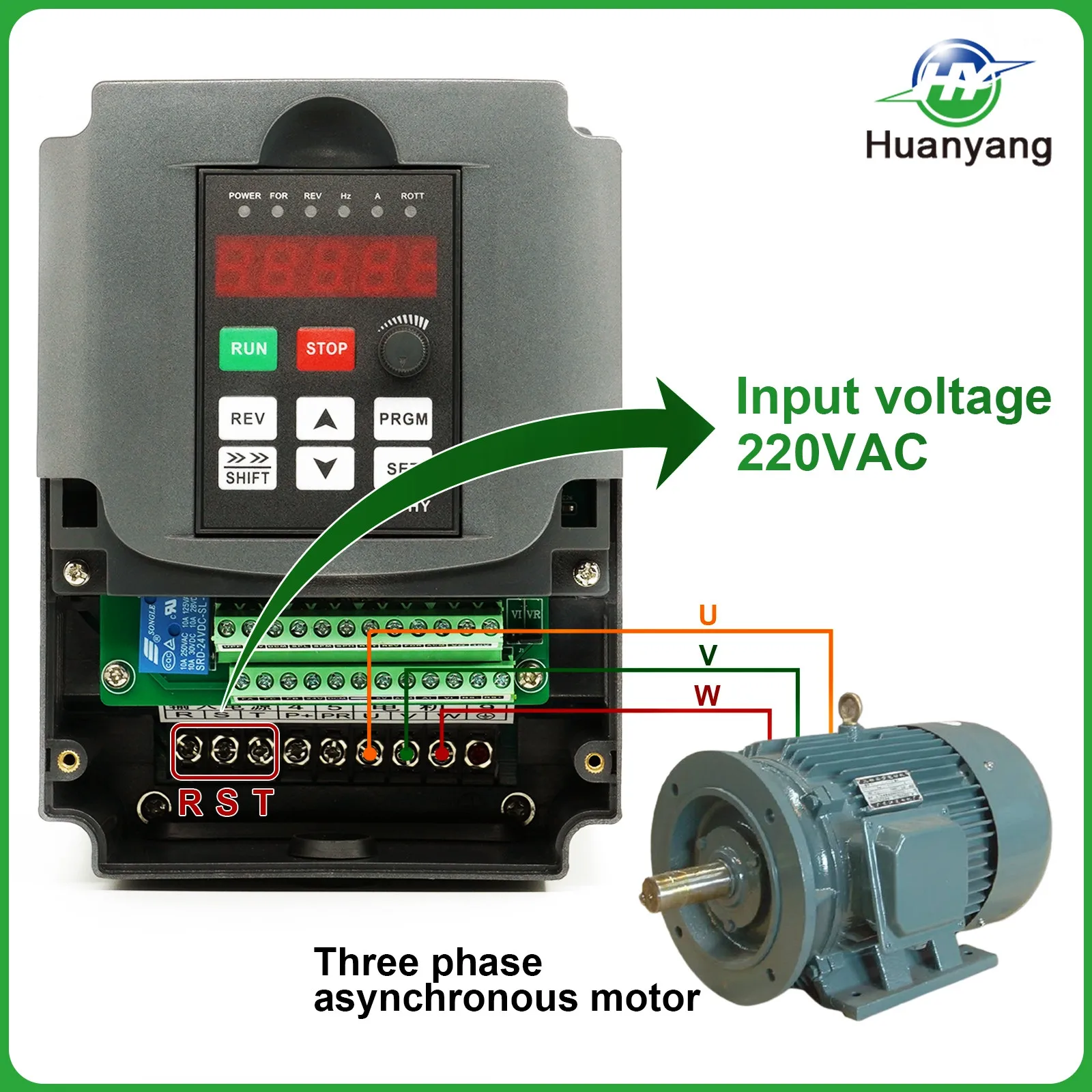 Imagem -03 - Huanyang-spindle Motor Velocidade Controller e Braçadeira de Cabo de Extensão 1.5kw kw 220v 400hz 7a Inversor Vfd