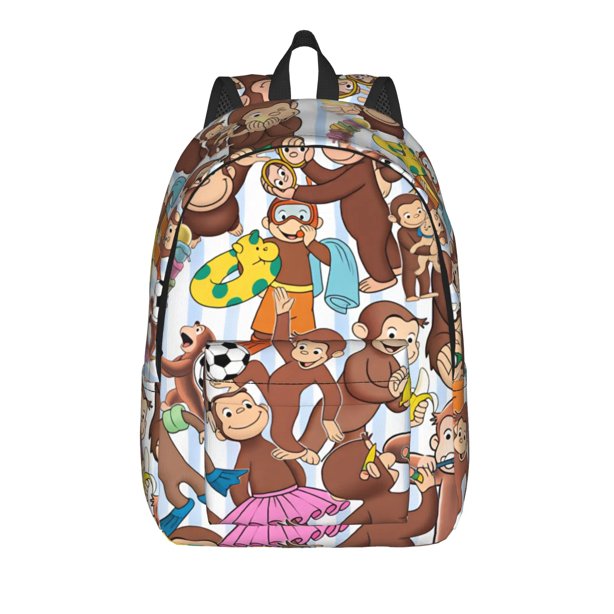 Curious George Many Poses Collection Backpack  Stylish Backpacks Teen Travel Breathable High School Bags Designer Rucksack