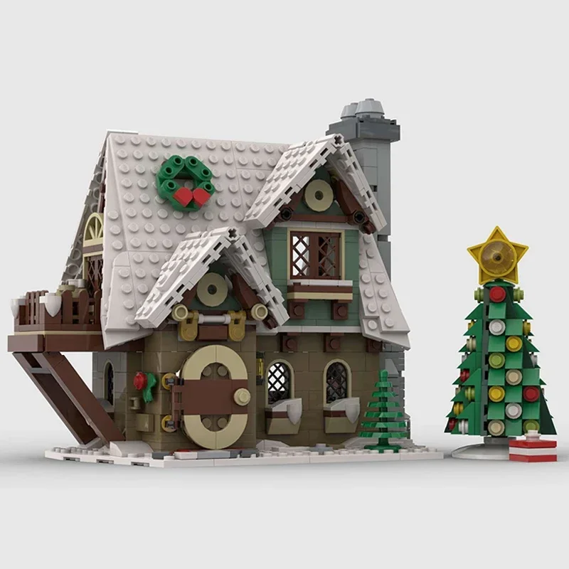 Street View Model Moc Building Bricks Winter Elf House Technology Modular Blocks Gifts Christmas Toys DIY Sets Assembly