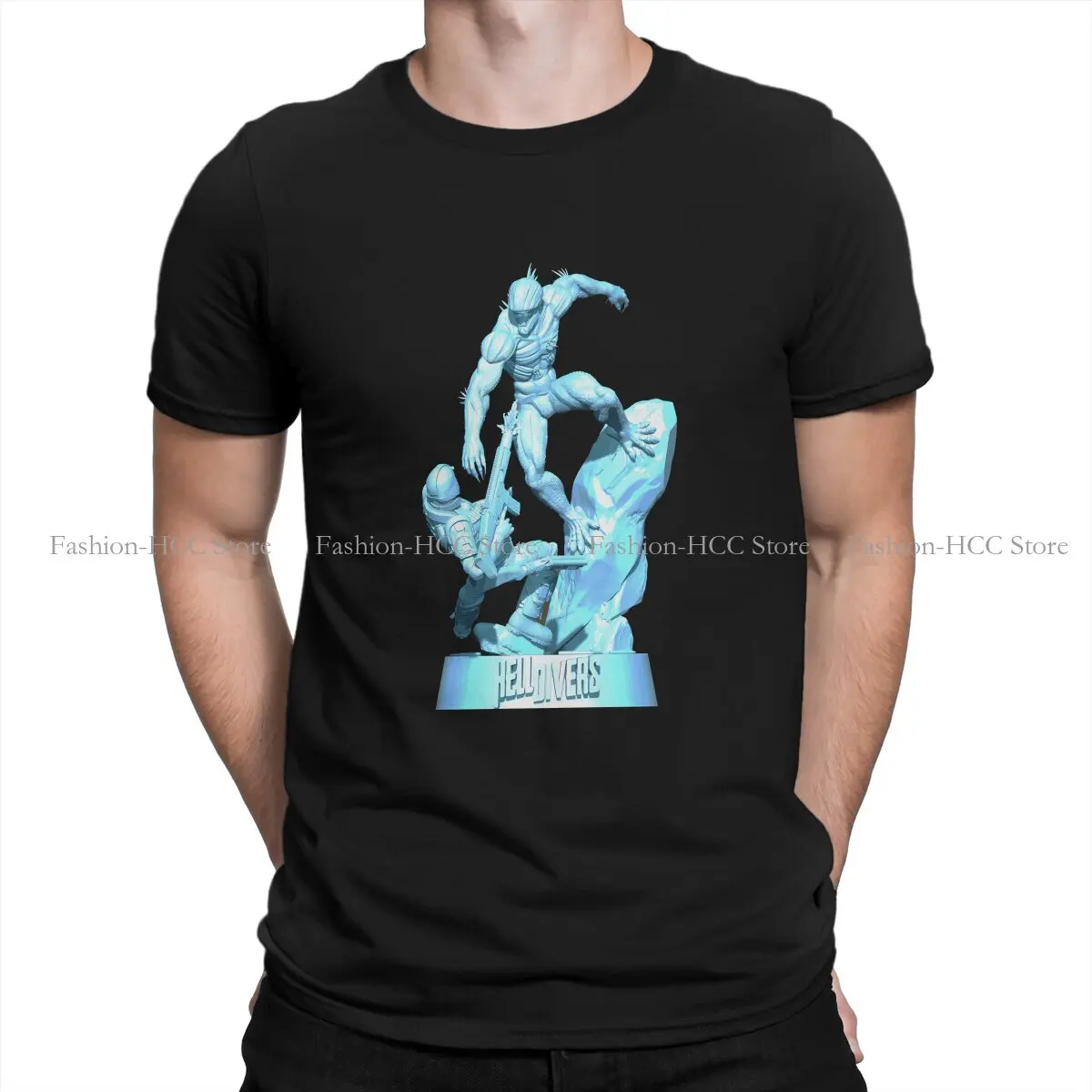 

Characters Fanart Newest Polyester TShirts HELLDIVERS Men Graphic Streetwear T Shirt O Neck