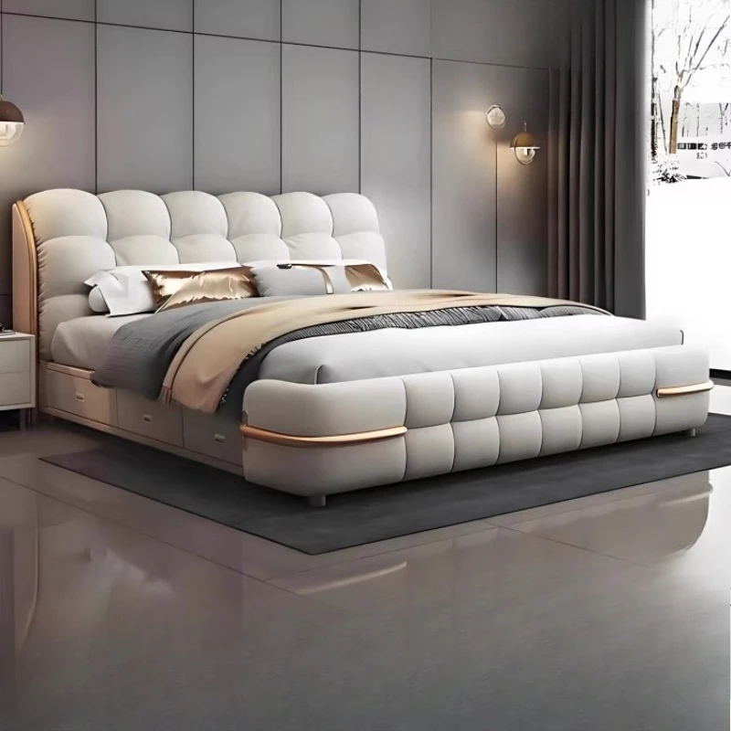 

Luxury Storage Bed Multifunctional Design Simple Girls Headboards Modern European Bed Sleeping Double Muebles Unique Furniture