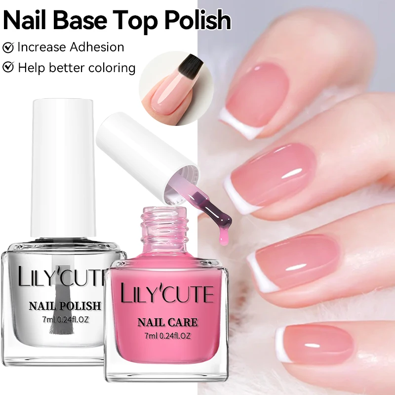 LILYCUTE 7ml  Nail Base Top Polish Clear Shine Nail Care Long Lasting  Strengthener Hardener Nail Art Varnish Supplies