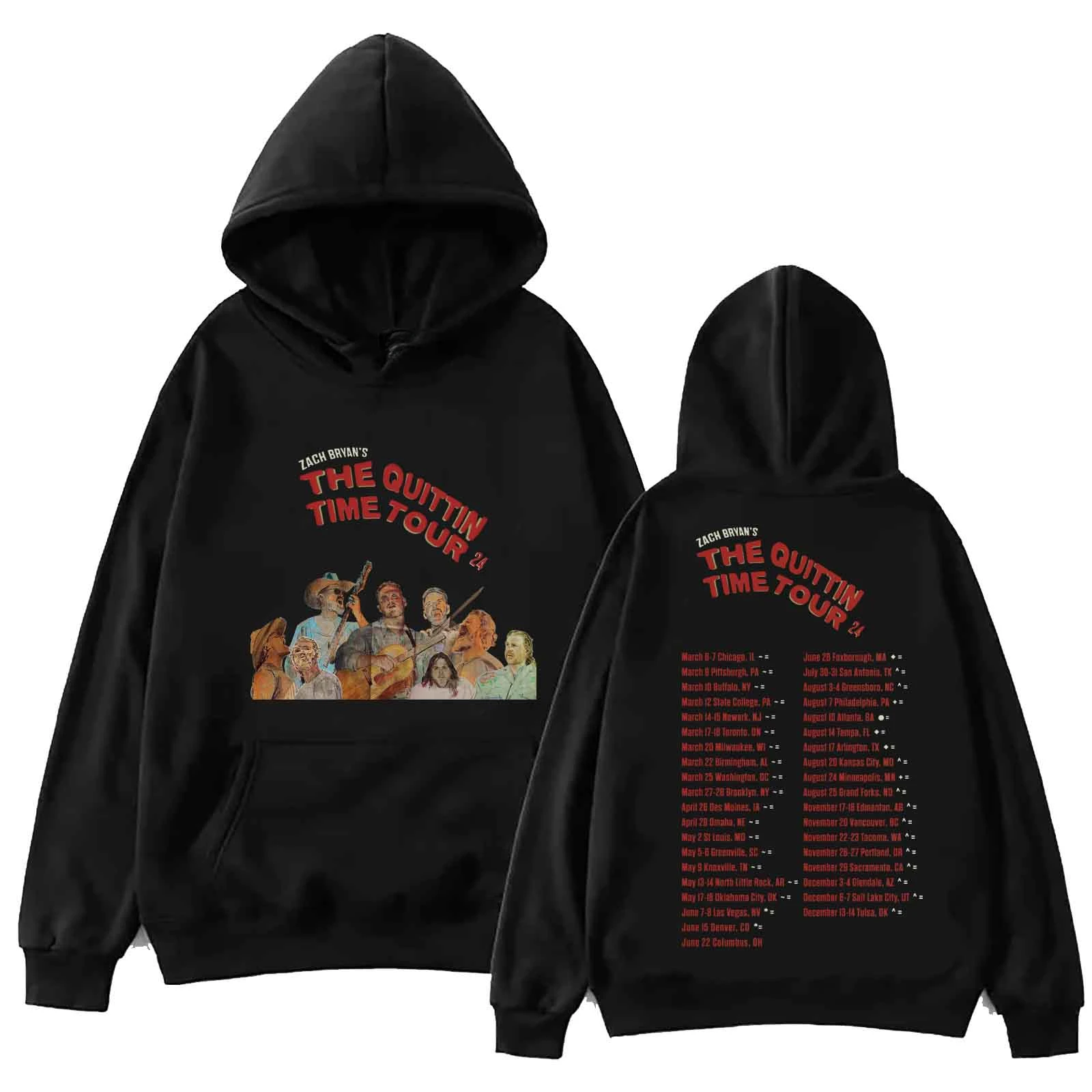 Zach Bryan The Quittin Time Tour 2024 Hoodie Tops Long Sleeve Regular Sweatshirt Music Fans Gift Spring Summer Casual