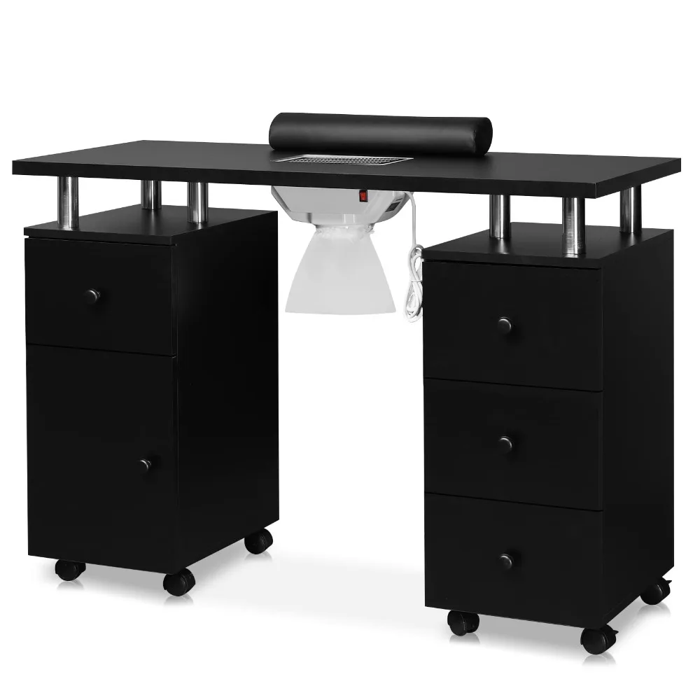 Manicure Table Nail Desk for Nail Tech, Nail Table Station w/Electric Dust Collector, Makeup Beauty Salon Storage