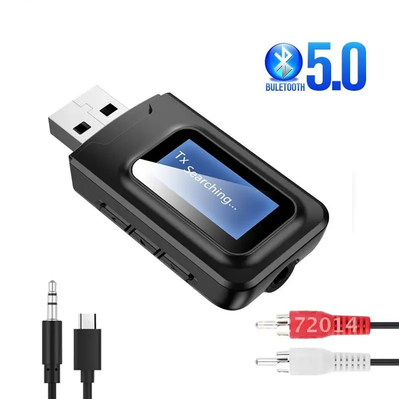 

Wireless Adapter for PC TV Car Headphones Bluetooth 5.0 Audio Transmitter Receiver with LCD Display 3.5MM 3.5 AUX Jack RCA Ster