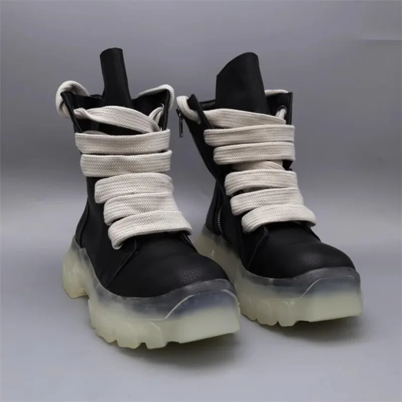 Thick Laces Transparent Man Black High Boots Vetro Woman Designer Boot