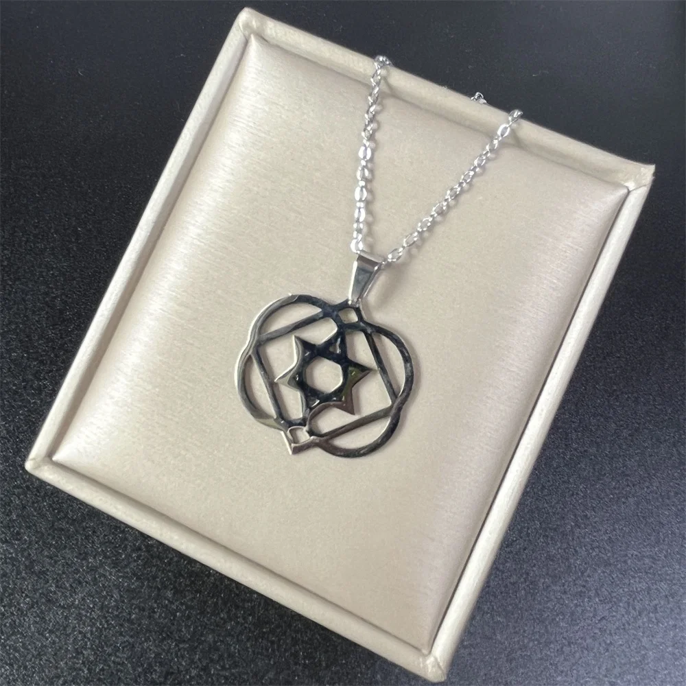 Stainless Steel Lotus Israel Star Pendant Necklace Hexagram Magen David Star of David Jewish Fashion Jewelry Wholesale