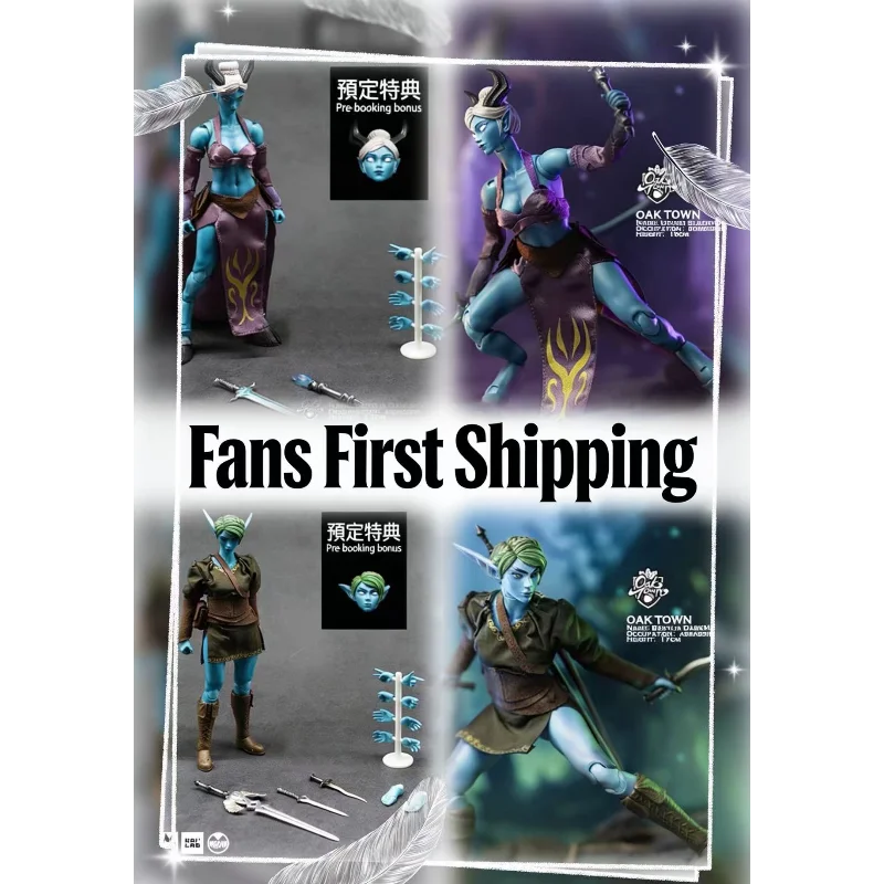 

In Stock Domestic Oak Town Green-Haired Female Elf Black Horn 1/12 Action Figure Toy Action Figure Collection Gift