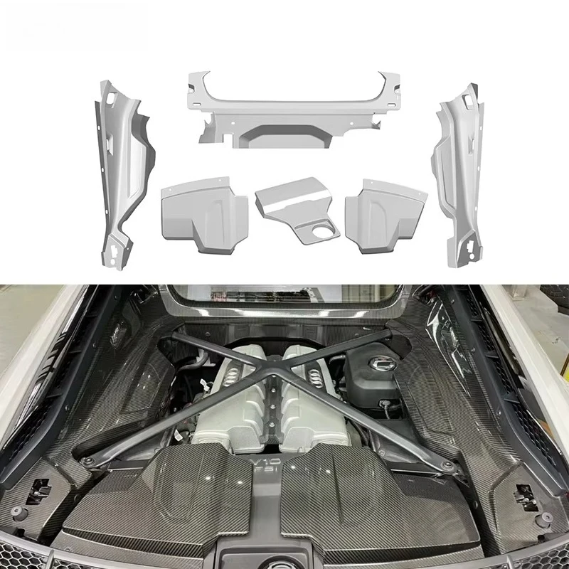 OEM Style Prepreg Dry Carbon Fiber Engine Compartment Covers for R8 Gen2 Facelife 2019 - 2023