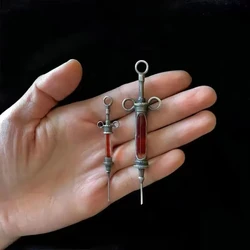European and American Gothic Punk Subculture Trend Needle Tube Pendant Necklace Halloween Vampire Night Pendant Necklace Gifts