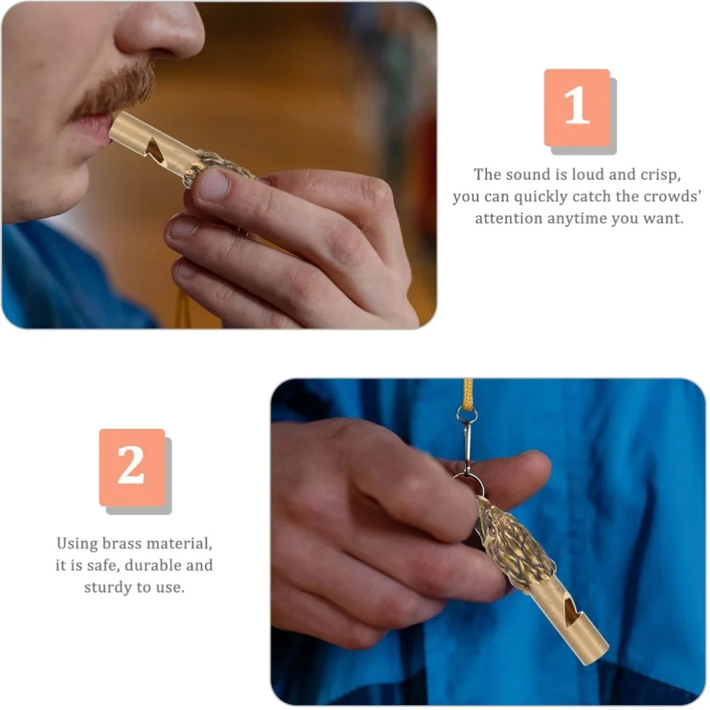 真鍮製緊急ホイッスル アウトドアサバイバルキーホルダー 大音量 高デシベル ペンダント キャンプ ハイキング 救命士 EDCツール
