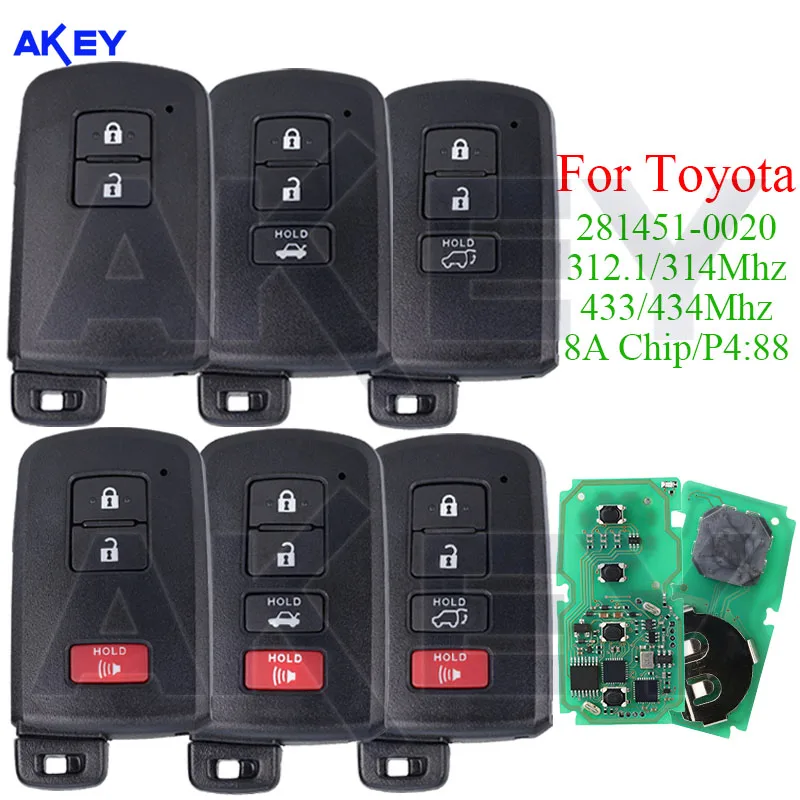 

Умный дистанционный ключ без ключа для Toyota Avalon Camry Corolla Prius Yaris Auris RAV4 Avalon 281451 -0020 HYQ14FBA 314,3 МГц/433 МГц Брелок
