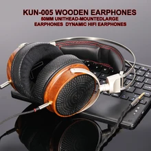 KUN-005 Rosewood Over-Ear Headphones - 50mm Dynamic Driver, Dual 3.5mm Stereo, 6N Silver-Plated Replaceable Cable