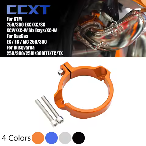 Motorcycle CNC Aluminum Exhaust Flange Guard Tip Muffler Pipe Clamp For KTM XC XCW SX EXC TPI 250 300 2017-2022 Universal Parts