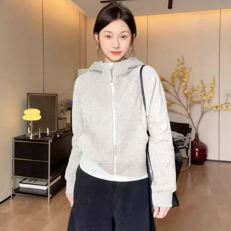 

Стильный и удобный утолщенный свитер, женский осенне-зимний маленький свободный свитер с капюшоном и передним плечом, ленивая куртка для ношения