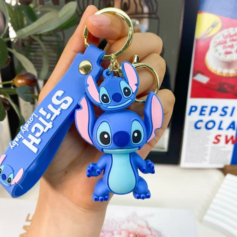 Disney Anime Kawaii Cartoon Keychain, Lilo e Stitch, Chaveiro Boneca Bonito Angie, Ornamento, Chaveiro, Pingente de carro, Decorar, Presentes Kids