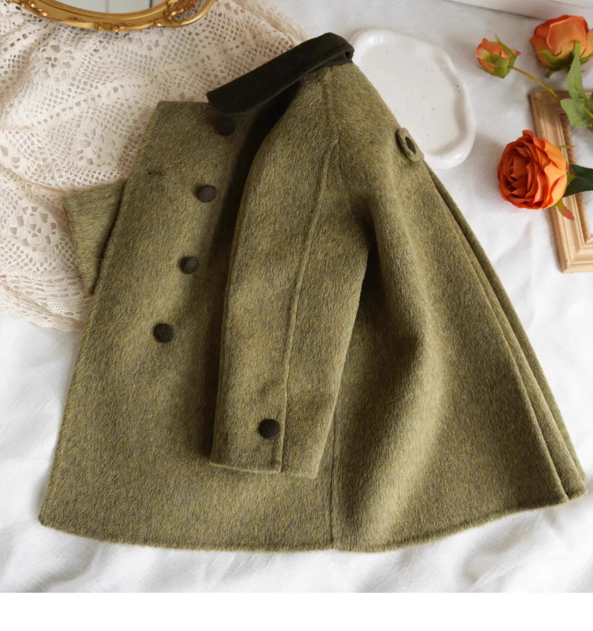 Children\'s Clothing 2025 Autumn Winter New Double-sided Woolen Coat for Boys and Girls Medium Length Lapel Woolen Coat Trend