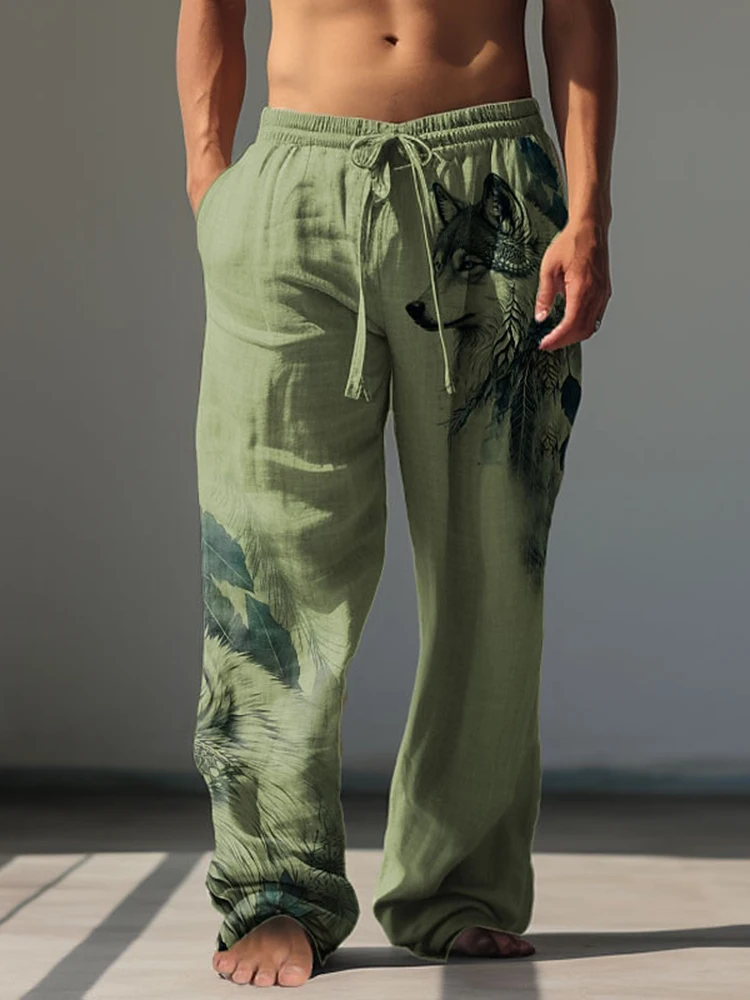 2025 가을 패션 캐주얼 남성 바지, 대담한 늑대 3D 인쇄 남성 캐주얼 바지, 하라주쿠 거리 남성 바지 S-5XL