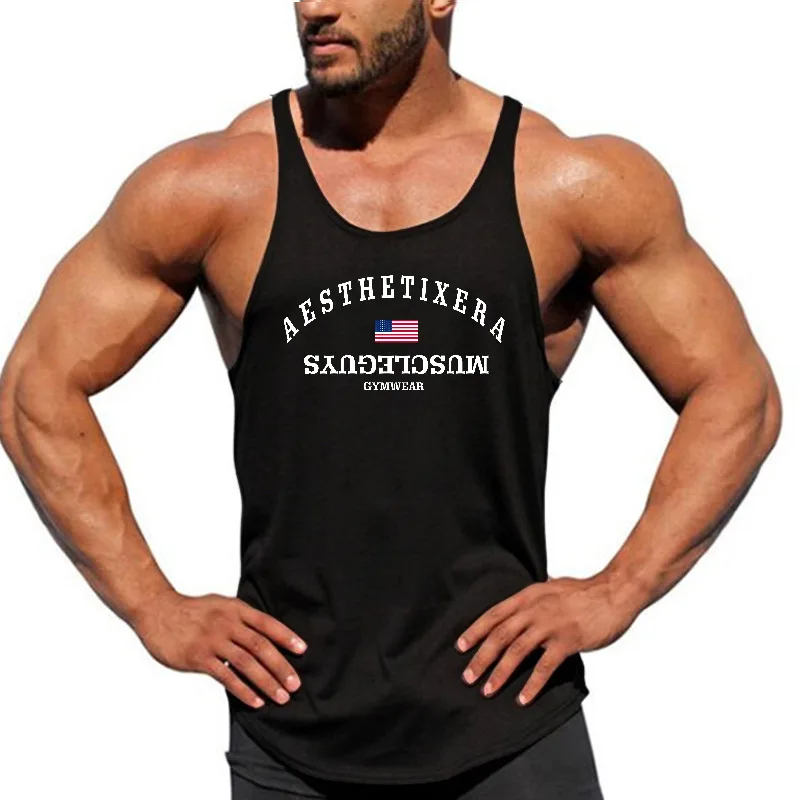 Men's Running Vests Quick Dry Sleeveless Racerback Tank Tops Solid Color Breathable Lightweight Gym Fitness