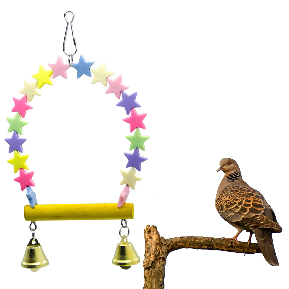 

Natural Wooden Parrots Swing Toy Birds Perch Hanging Swings Cage Bird Supplies (Random ) Bird Climbing Swing