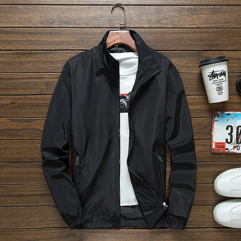 

Slim Fit Men's Jaet Coat Casual Thin Korean Sle Spring Autumn Printed Logo up Youth Polyester Fiber Long Sve Zipper...