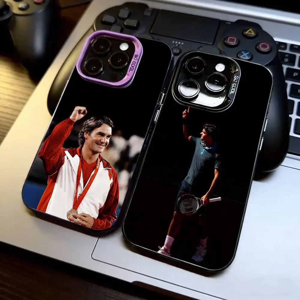 

R-Roger F-Federer Phone Case For iPhone 17,16,15,14,13,12,11 Plus,Pro Max,XS,Colorful Silver Phone case Funda Cover