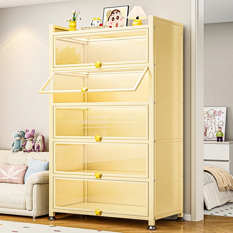 Steel bookcase with glass door bookshelf household display  dust-proof figure  floor-to-ceiling storage locker