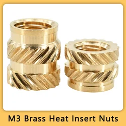50Pcs M3 Heating Brass Insert Nut Double Twilled Knurled Hot Melt Injection Embedment Metric Threaded 3d Printing Insertnut Nuts