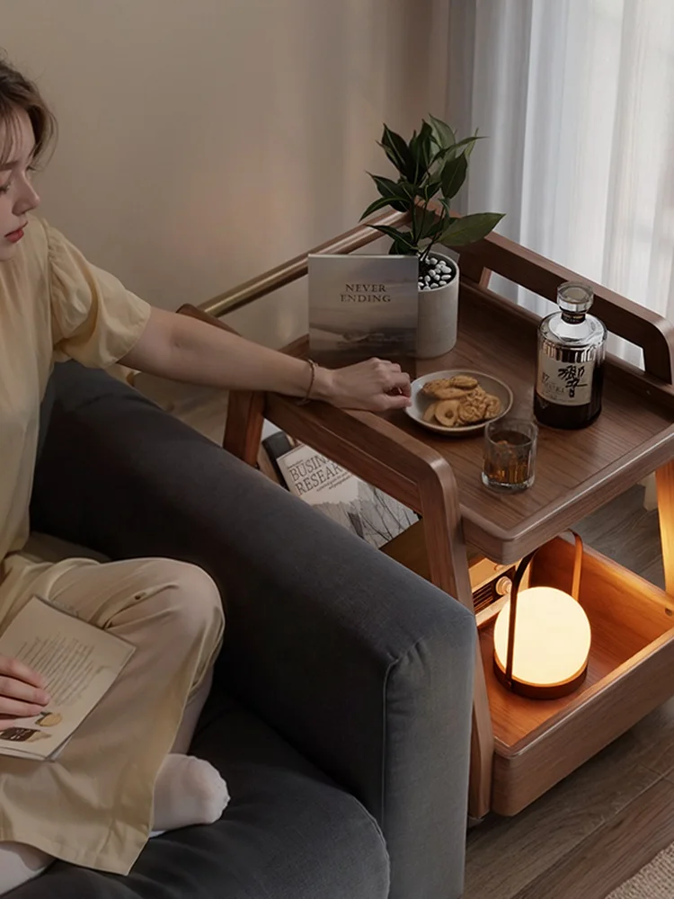 Portable Rubberwood Tea/Coffee Table For Small Apartments-Nordic Artistic Design Living Room Bedroom Furniture