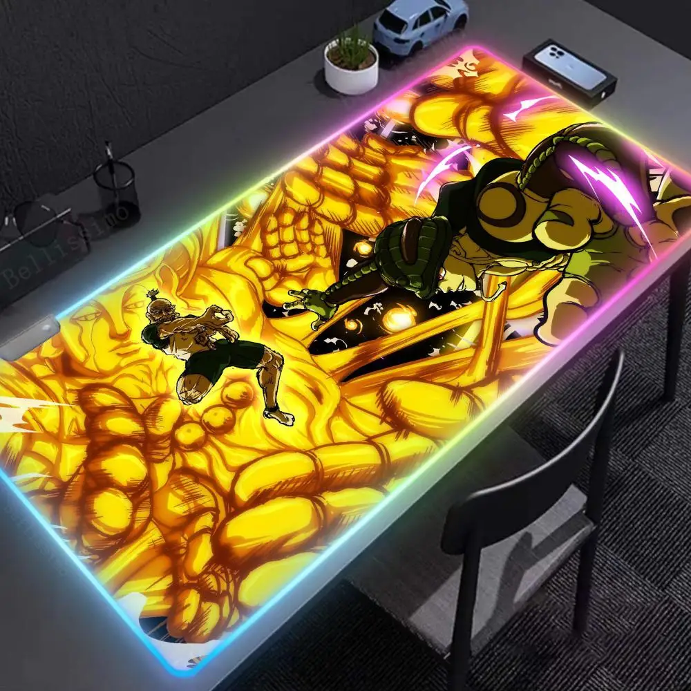 

RGB Pc Gamer Keyboard Mouse Pad Anime Hunter x Hunters Mousepad LED Glowing Mouse Mats Rubber Gaming Computer 900x400mm