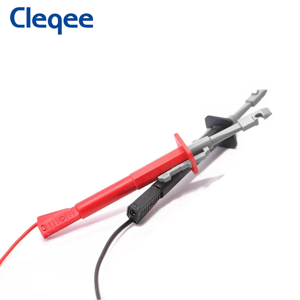 Cleqee p5006 2 peças de gancho de teste isolado, clipe de fio, sonda de perfuração com soquete de 4mm, ferramenta diy de mola de alta qualidade