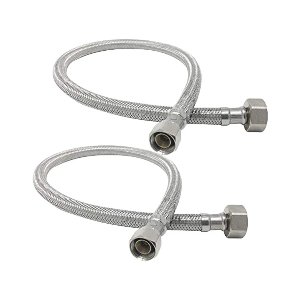 2-Pack Stainless Steel Faucet Hose Connector for Kitchen and Bathroom 316 SS 38 Inlet 60cm 40cm Lead-Free Certified
