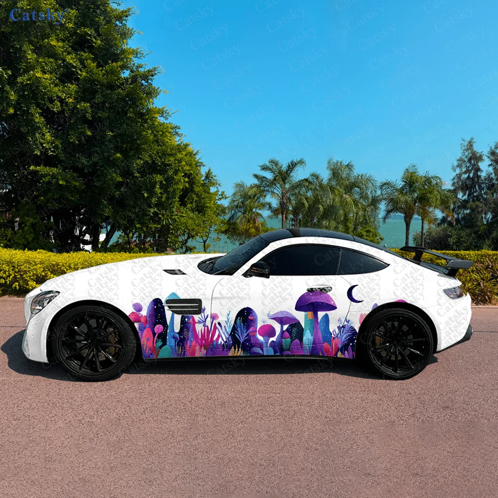 

Colorful Mushroom World Car Side Sticker Decor, PVC Waterproof Scratch Resistant Decal, Car Protection, Auto Accessories Gift