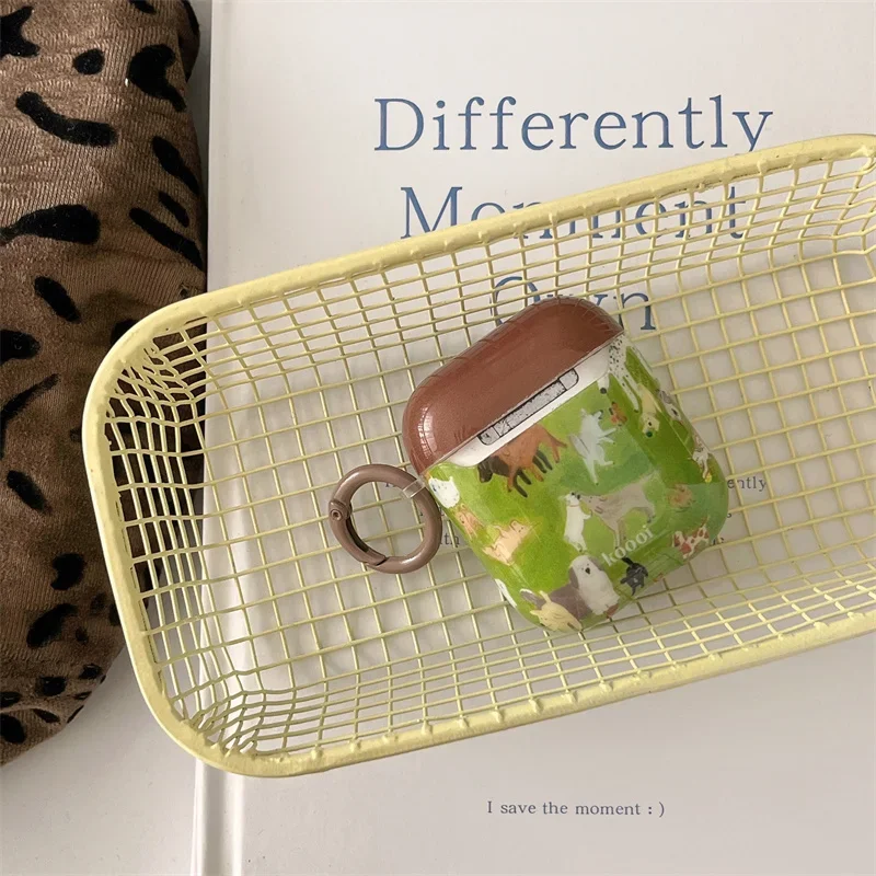 Cute Green Lawn Puppy auricolare custodia per Apple Airpods Pro 2 3 1 Cover cuffie custodie di ricarica per Airpod cuffie in Silicone Funda