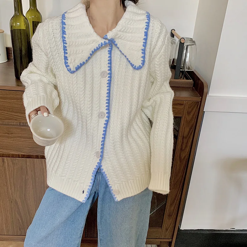 Spring Sweater Women's Cardigan Knitted Jacket Lazy Style Japanese Loose and Thin Long-sleeved Knitted Top NEW Korean Style 2022