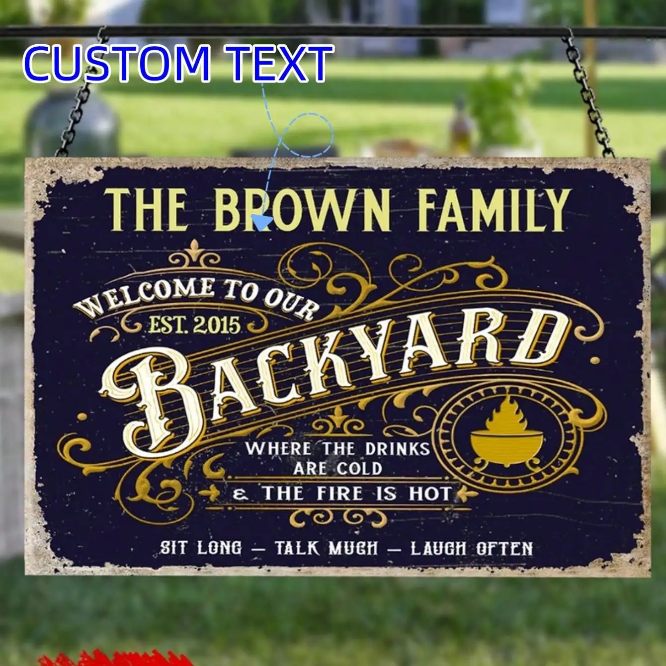 

Custom Personalized Metal Sign Rustic Wall Decor For Garden Patio Yard Outdoor Housewarming Gift Wedding Anniversary