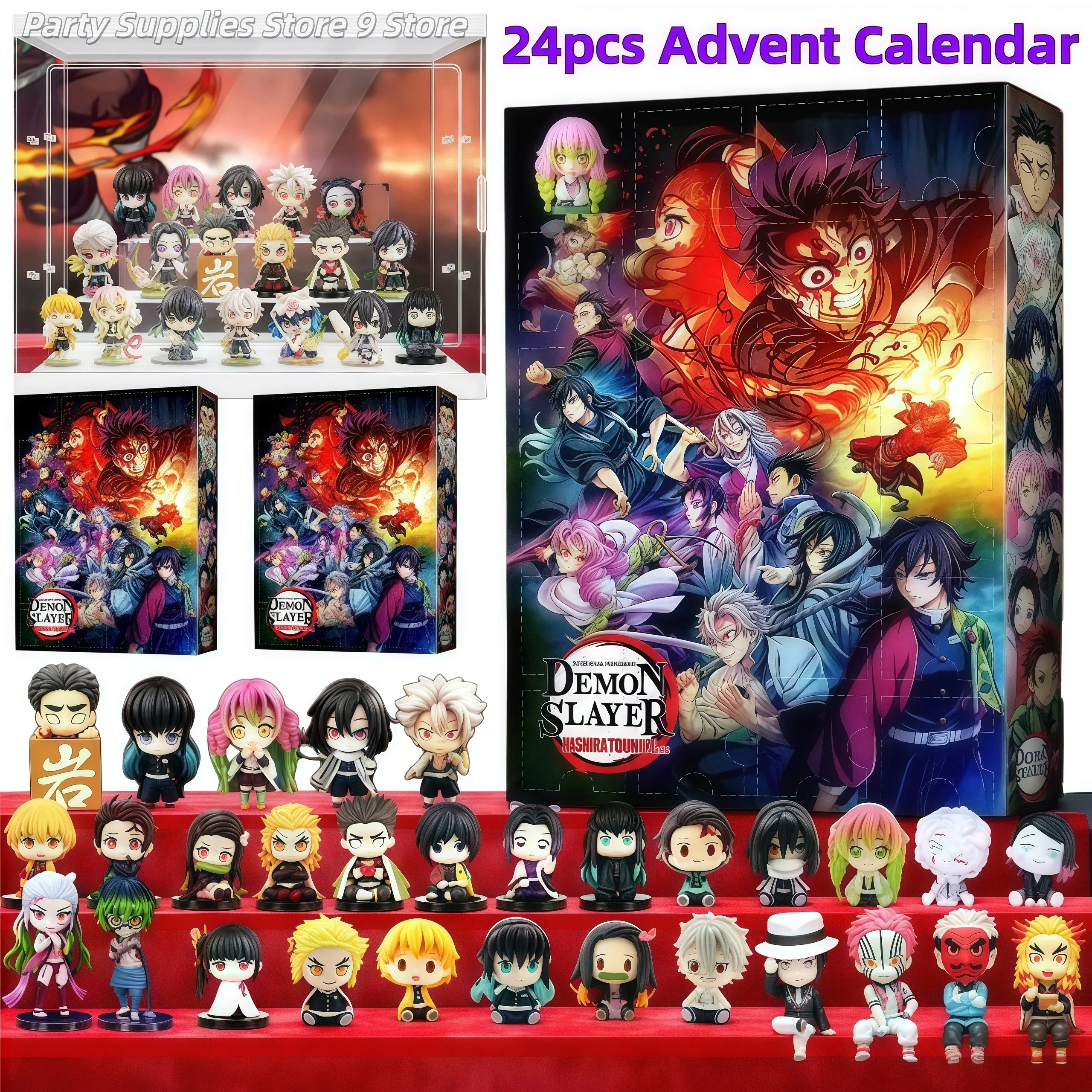 Anime Figure Demon Slayer Figures Kimetsu No Yaiba Advent Calendar Surprise Blind Box Halloween Boxes Figure Gifts Kid Toys