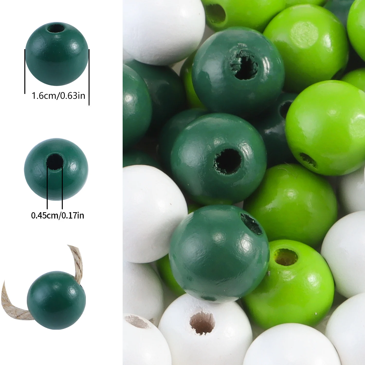 New St Patricks Day Wooden Beads Kit Round Spacer Wood Bead for DIY Handmade Craft Garland Irish Festival Party Decor Supplies