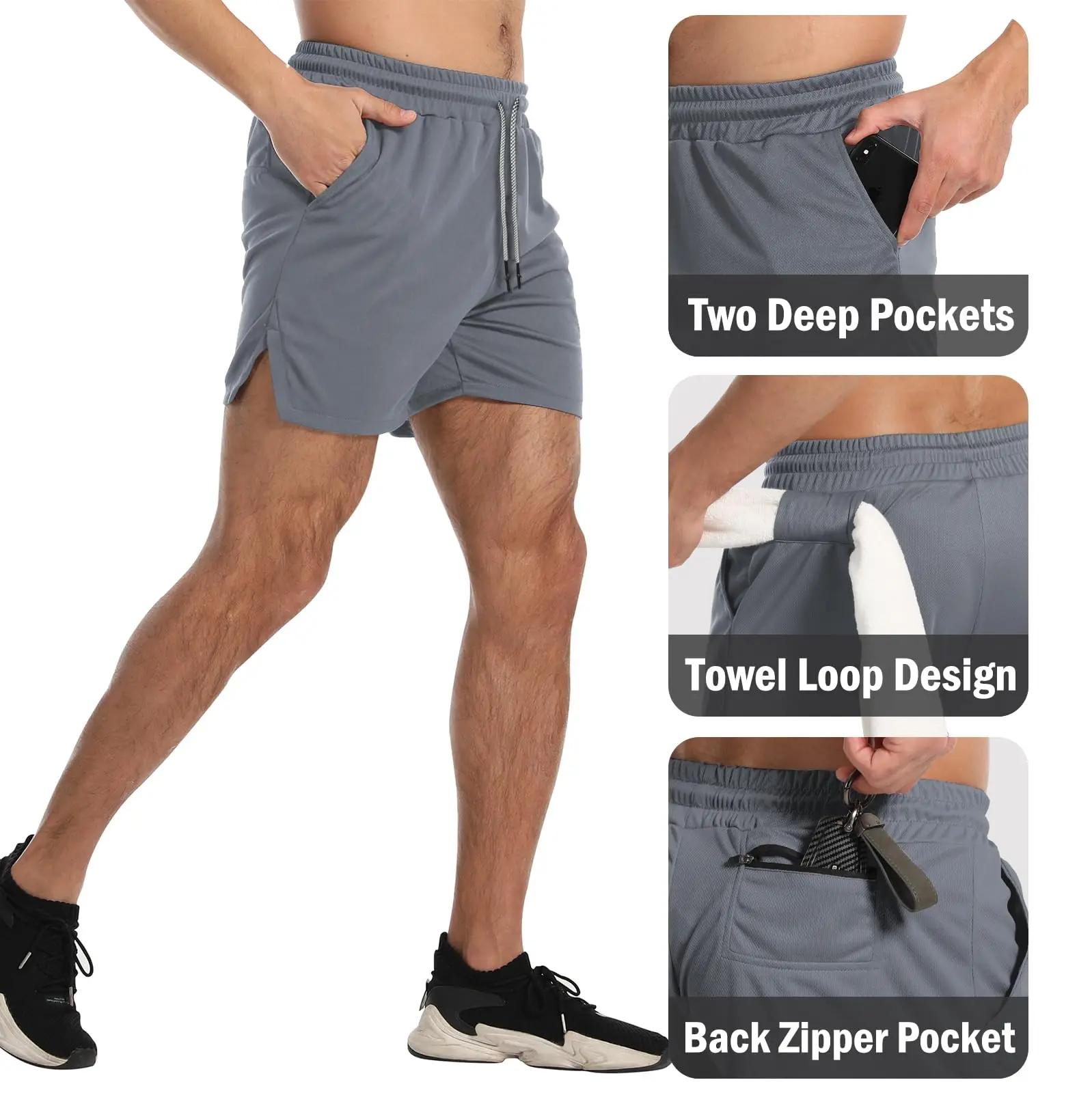 2025 شورت رجالي صيفي شبكي سريع الجفاف يسمح بمرور الهواء كاجوال رياضي للجري ملابس الشاطئ شورت تدريب اللياقة البدنية #4