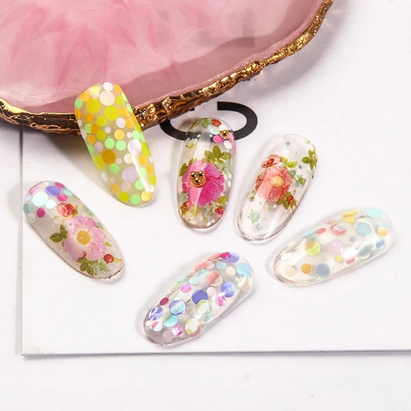 6 Grids/Bag Nail Art Sequins Colorful Nail Polish Flakes Foils For Manicures