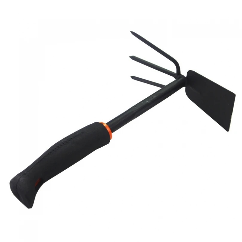 Thicken Dual-Use Small Hoe & Harrow Iron Head 2-in-1 Weeding Rake & Loosening Soil Handheld Hoe, Labor-Saving Farm Garden Tools