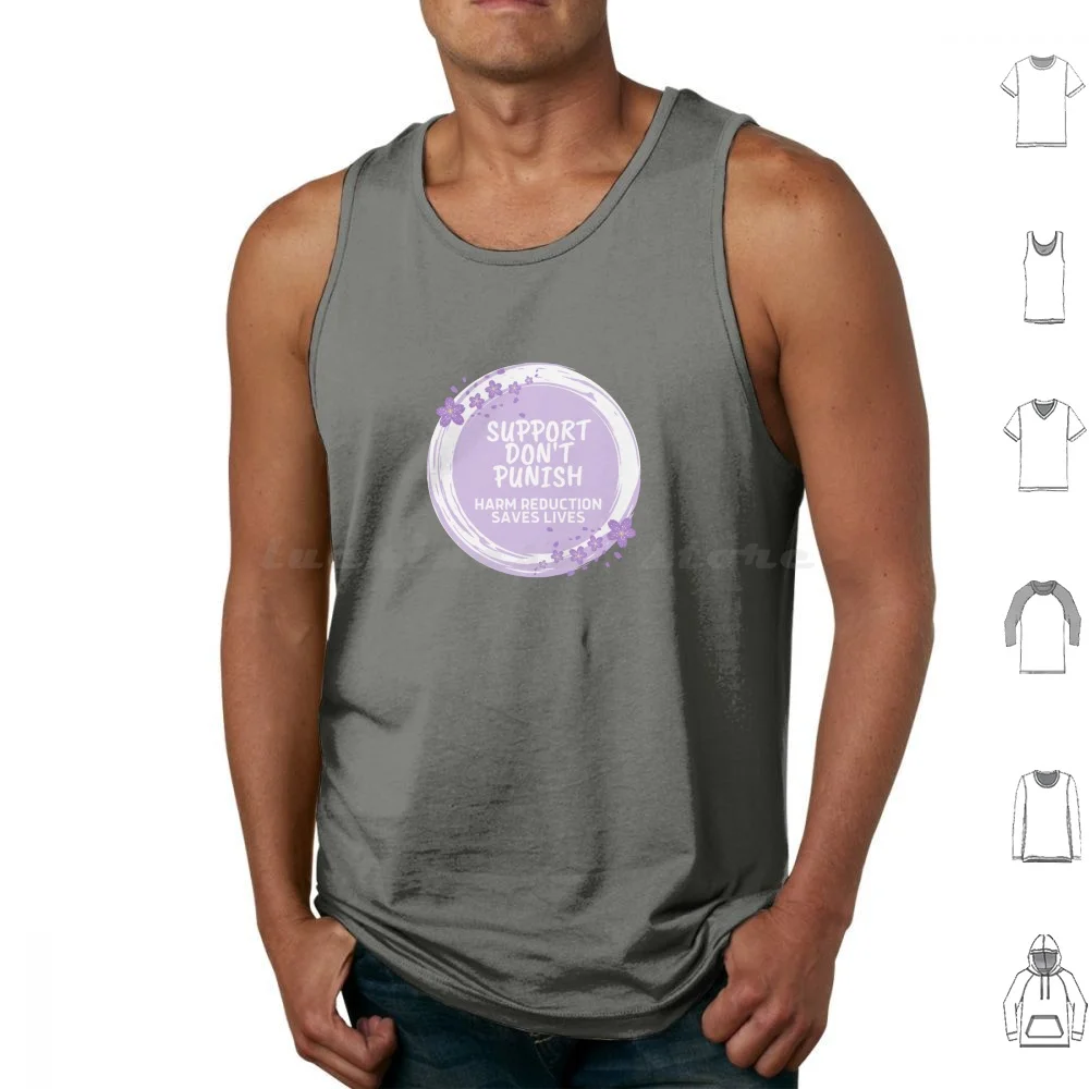 

Harm Reduction-Support Don't Punish-Purple Tank Tops Vest Sleeveless Harm Reduction Naloxone Drugs Narcan Activism War On