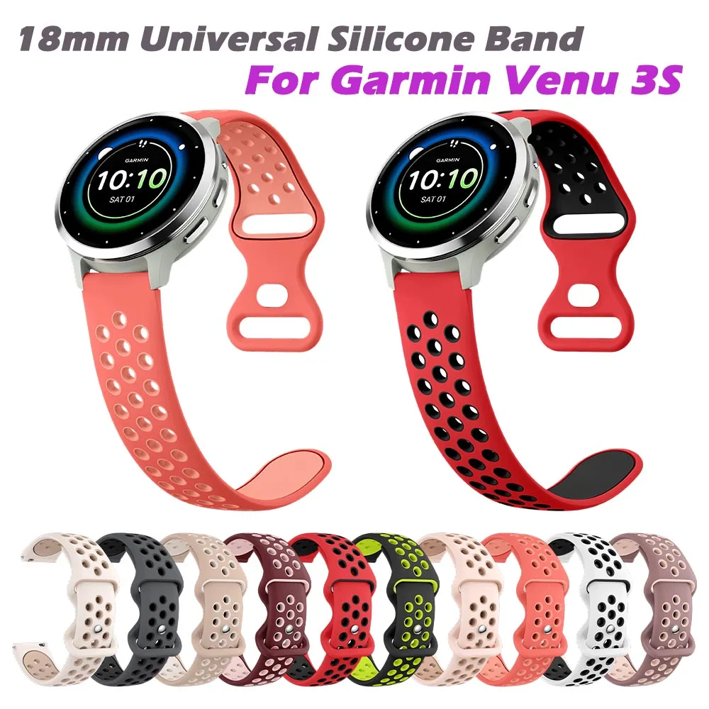 

Two Tone Breathable Soft Silicone Strap for Garmin Venu 3S Watch Band 18mm Universal Butterfly Buckle for Garmin Venu 3S Band