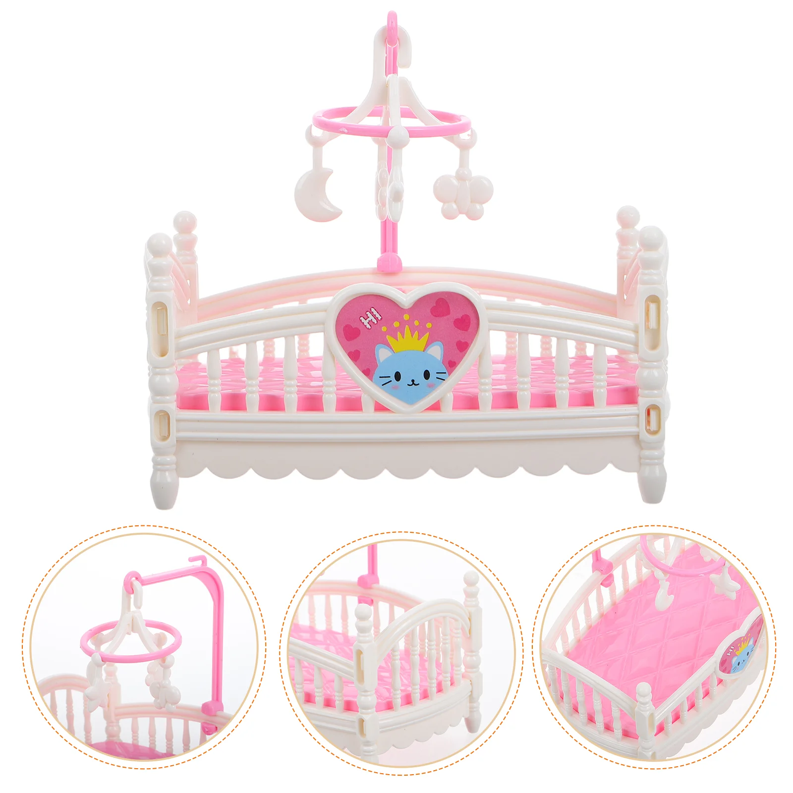 s Miniature Dollhouse Furniture Exquisite Cartoon Bed Dreamy Bedroom Scene Safe Comfortable Crib Set Fostering Imagination