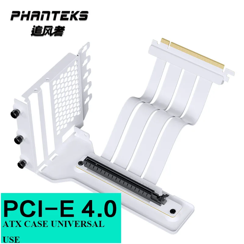 Phanteks kabel ekstensi GPU Anti gangguan PCIe komputer 4.0x16 vertikal VGA RTX4090 braket kartu hitam, putih