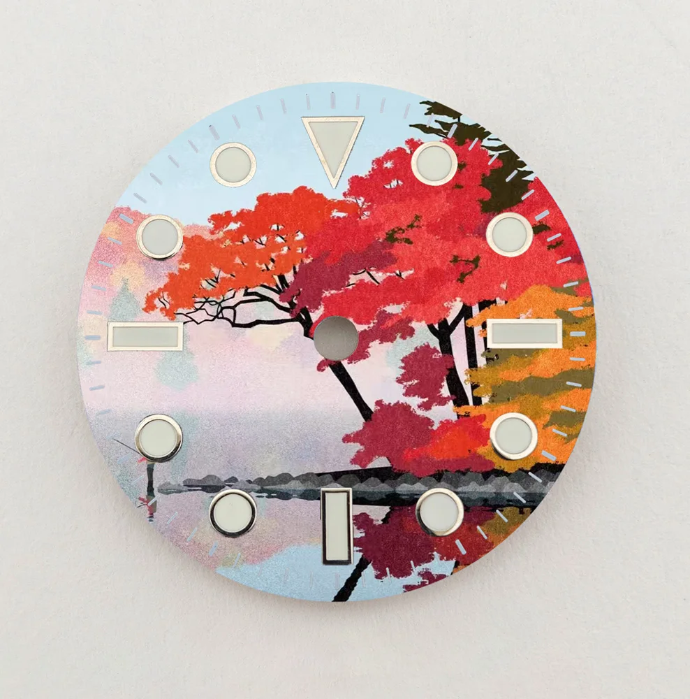 Nh35 dial natural paisagem criativa dial 28.5mm dial nh36 dial cor personalizada se encaixa nh35/36 movimento relógio peças de substituição
