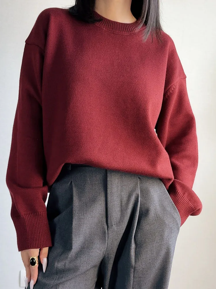 

2025 голубые свитера большого размера для женщин, трендовый белый свободный свитер, повседневный осенне-зимний теплый толстый вязаный свитер, женский джемпер