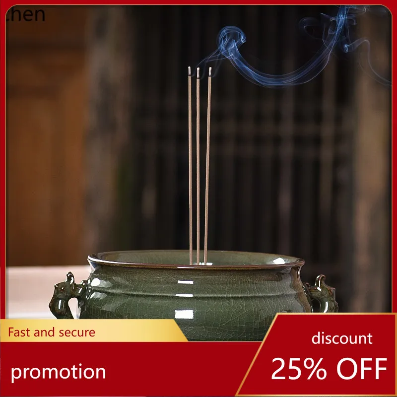 Cz handmade ceramic incense burner for home indoor  antique wood fired iron tire ice cracked pisces burner for buddha ornaments