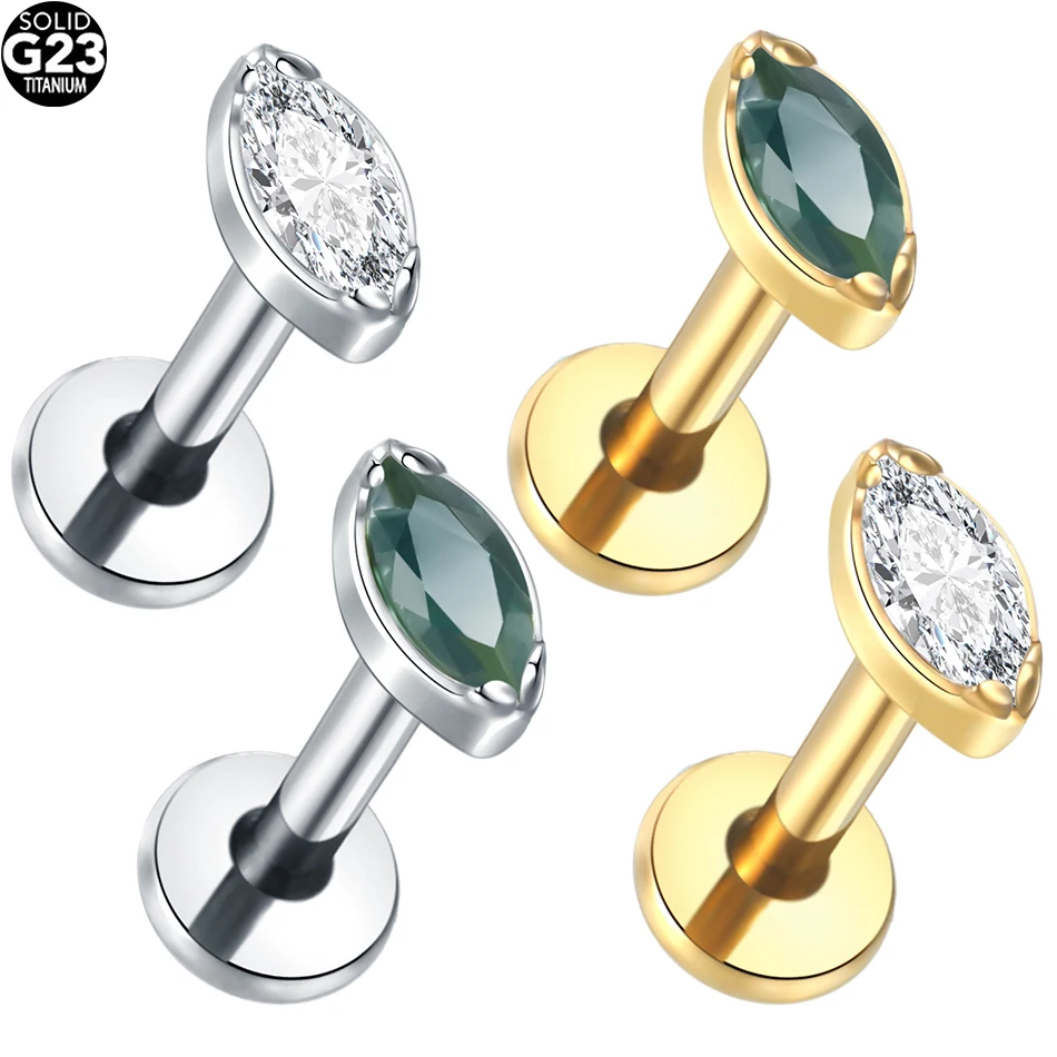 Aumeo 1/5 pièces titane Marquise Zircon Labret boucles d'oreilles pour femmes Cartilage Tragus Helix Piercing bijoux de corps